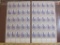 Full sheet of 50 (seperated into two blocks) 1939 3 cent Printing in Colonial America Tricentennial