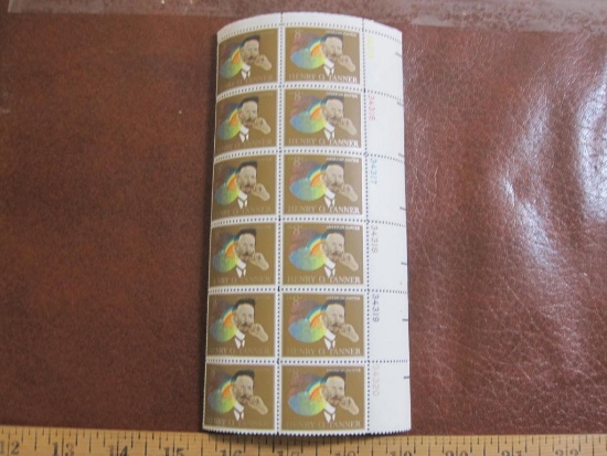 Block of 12 1973 8 cent Henry O. Tanner US Postage stamps, Scott # 1486