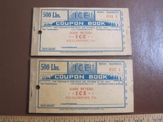 Two vintage John Peters ICE coupon books, book bumbers 691A and 692A