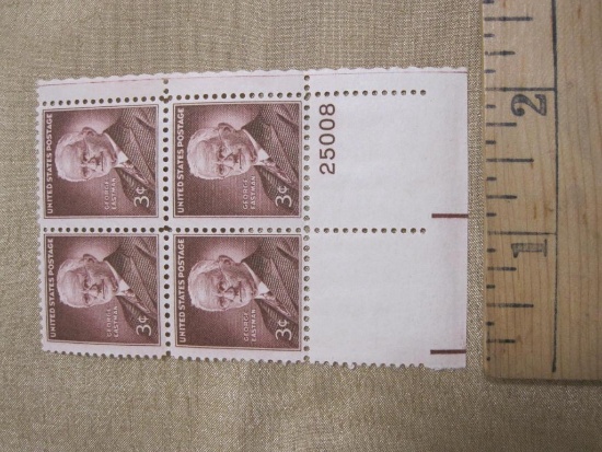 Block of 4 1962 3 cent George Eastman US postage stamps, Scott # 1062