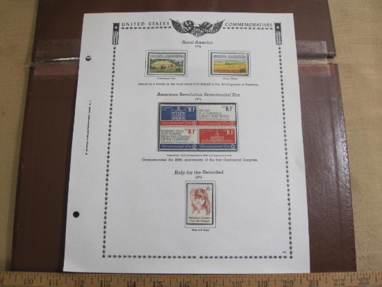 One completed stamp collecting album page printed by Minkus Publications; includes 7 mounted mint US