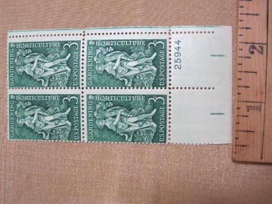 Block of 4 1958 3 cent Gardening - Horticulture US postage stamps, Scott # 1100