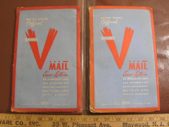 Lot of two packages of vintage US official V-Mail envo-letters made by Stanley Wessel & Company