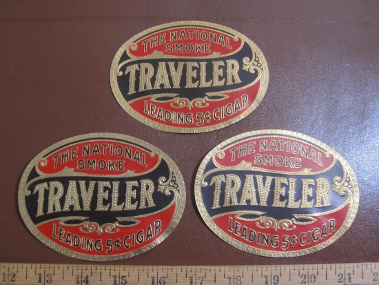 Three Traveler "The National Smoke" embossed cigar wrappers