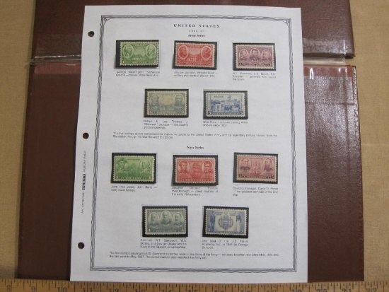 Completed official Scott album page including 1936-37 Amery Series and Navy Series of US postage
