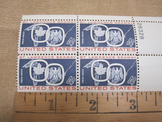 Block of 4 1959 St. Lawrence Seaway 4 cent US postage stamps, #1131