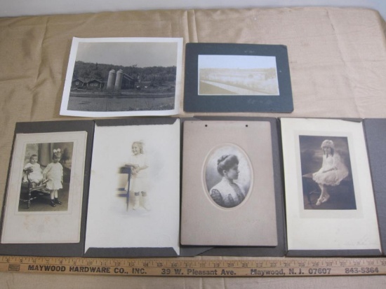 Lot of SIX vintage back & white portraits and photographs