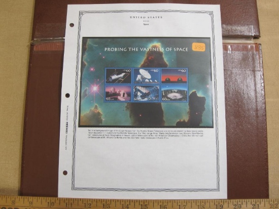 2000 "Probing the Vastness of Space" philatelic souvenir pane featuring 6 deep-space exploration US