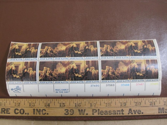 Block of 20 1976 13 cent Declaration of Independence US postage stamps; Scott # 1691-94