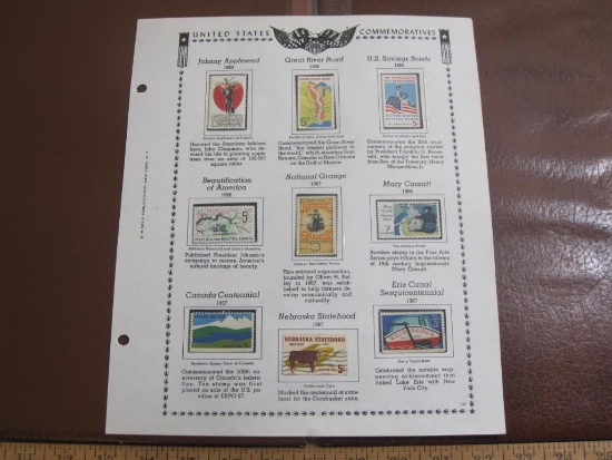 Completed stamp collecting album page printed by Minkus Publications; includes eight mounted mint