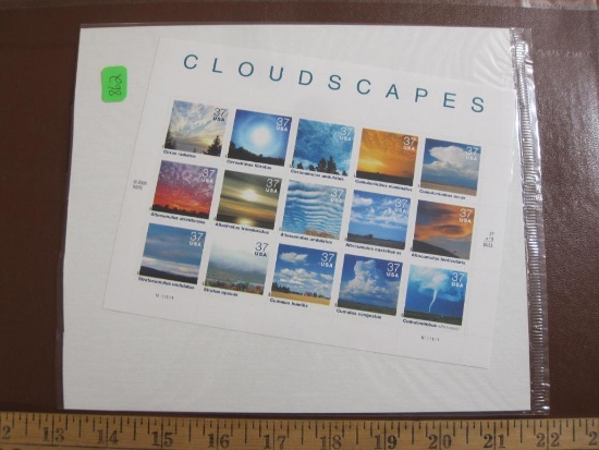 2004 Cloudscapes souvenir sheet including 15 37 cent US postage stamps depicting various