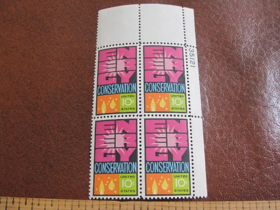 Block of 4 1974 10 cent Energy Conservation US postage stamps, Scott # 1547