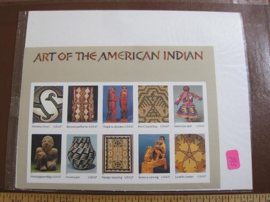 2004 "Art of the American Indian" philatelic souvenir pane including 10 37 cent US postage stamps