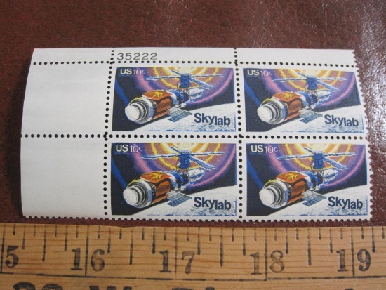 One block of 4 1974 10 cent Skylab Project US postage stamps, Scott # 1529