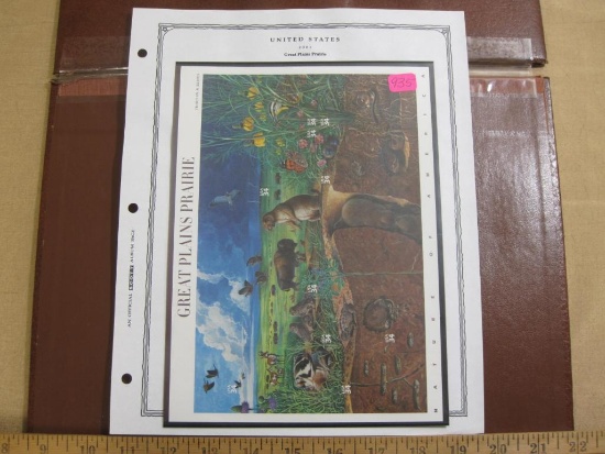 2001 "Great Plains Prairie" philatelic souvenir sheet featuring 10 34 cent American wildlife-themed