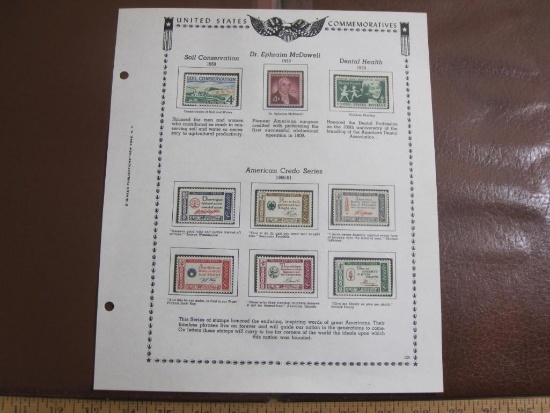One completed stamp collecting album page printed by Minkus Publications; includes 9 mounted mint US