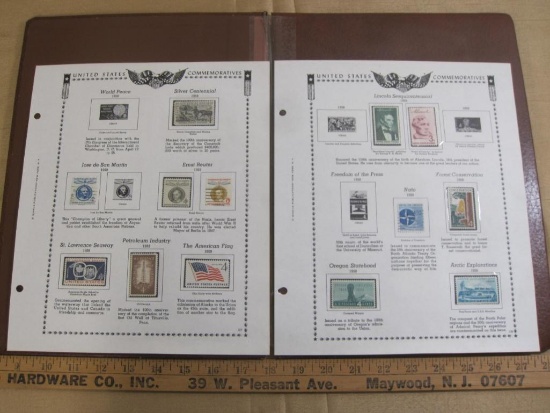 Two stamp collecting album pages printed by Minkus Publications; includes 10 mounted mint stamps and