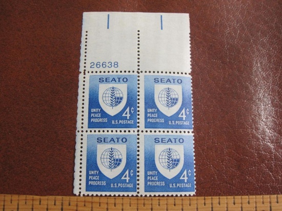 Block of 4 1960 4 cent SEATO US postage stamps, Scott # 1151