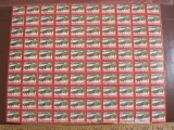 Full sheet of 100 1947 US Christmas Seal postage stamps, see pictures for condition