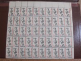 Full sheet of 50 1963 5 cent City Mail Delivery Centennial US postage stamps, Scott # 1238