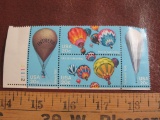 Block of 4 1983 20 cent Hot Air Ballooning US postage stamps, Scott # 2032-35