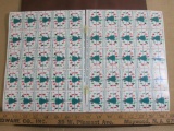 TWO full sheets of 1969 American Lung Association US Christmas Seals; sheets are attached by hinges,