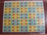 One sheet of 100 1968 American Lung Association US Christmas Seals; sheet has protective plastic