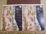TWO full sheets of 56 1976 American Lung Association US Christmas seals; sheets are attached via