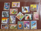 Lot of 16 colorful canceled Equatorial Guinea postage stamps with space and sports themes