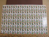 TWO full sheets of 100 1974 American Lung Association US Christmas seals; sheets are attached via