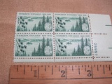 Block of 4 1958 Minnesota Statehood 3 cent US postage stamps, #1106