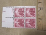 Block of 4 1958 Noah Webster 4 cent US postage stamps, #1121