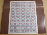 Full sheet of 50 1943 Luxembourg Flag US postage stamps, Scott # 912