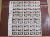 Full sheet of 50 1974 10 cent Christmas Currier and Ives US postage stamps, Scott # 1551