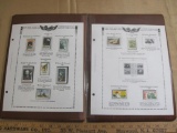 Two completed stamp collecting album pages printed by Minkus Publications; inlcudes 11 mounted mint