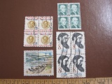 Lot of 4 cancelled blocks of 4 US postage stamps (16 total) including 8c Sidney Lanier (S# 1446), 2c