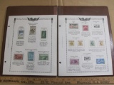 Two stamp collecting album pages printed by Minkus Publications; includes 8 mounted mint stamps and