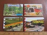 Four small Pennsylvania souvenir photo booklets on the PA Turnpike, Gettysburg, Pennsylvania Dutch