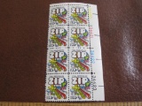 Block of 8 1974 10 cent Mail Transport, Zip Code US postage stamps, Scott # 1511