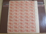 Full sheet of 50 1940 3 cent Pony Express 80th Anniversary US postage stamps, Scott # 894