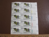 Block of 10 Bicycling XX Olympic Summer Games Munich 1972 6 cent US postage stamps, #1460