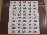 Full sheet of 50 1970 6 cent Christmas Toys US postage stamps, Scott # 1415-18