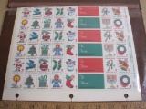 THREE sheets of 1984 American Lung Association US Christmas seals & gift tags; see pictures for