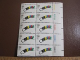 Block of 10 Bobsledding XI Olympic Winter Games Sapporo 1972 8 cent US postage stamps, #1461