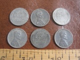 Lot of six 1943 US steel pennies