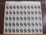 Full sheet of 50 1978 13 cent Jimmy Rodgers US postage stamps, Scott # 1755