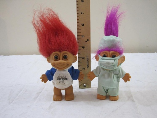 Two RUSS Troll Dolls including a surgeon and awesome! sweater, 5 oz