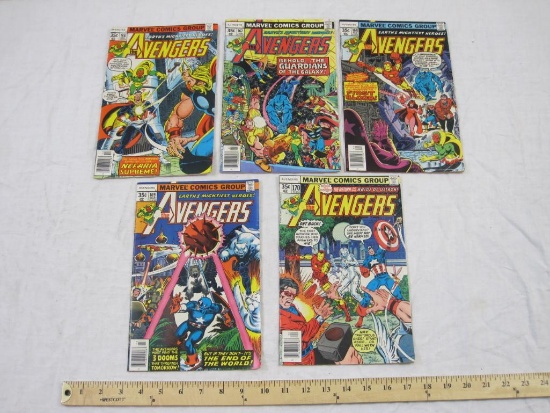 Five The Avengers Comic Books No. 166-170 December 1977-April 1978, Marvel Comics Group, 9 oz