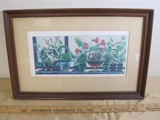 Signed framed "Windowsill in color" matted print