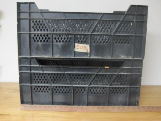Sturdy plastic stacking storage crates, 24" x 15.5", 10" tall
